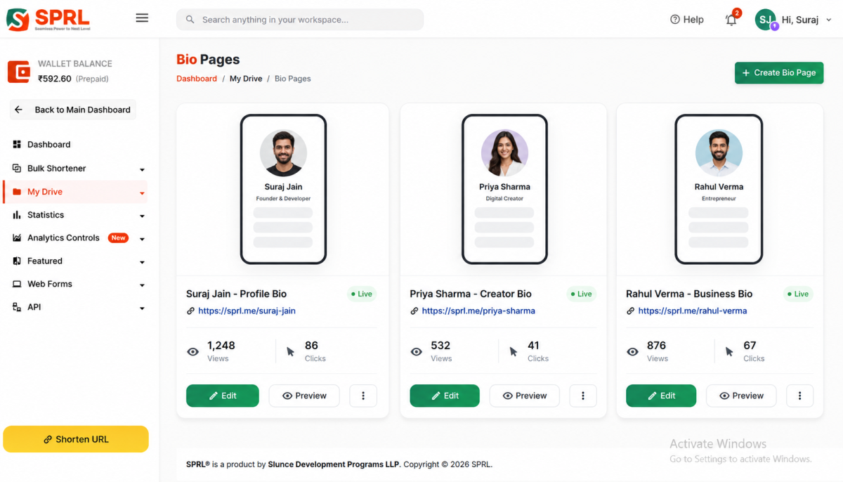 Publishing and Managing Your SPRL Bio Pages