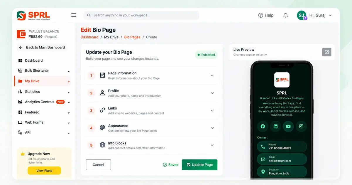 Bio Page Editor