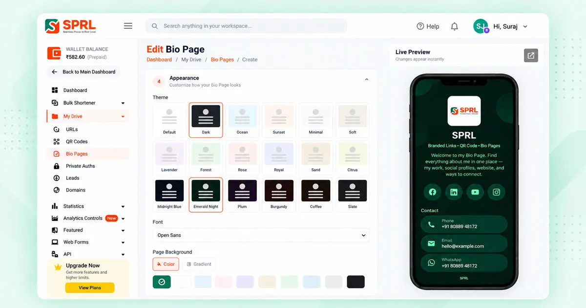 Bio Page Customization