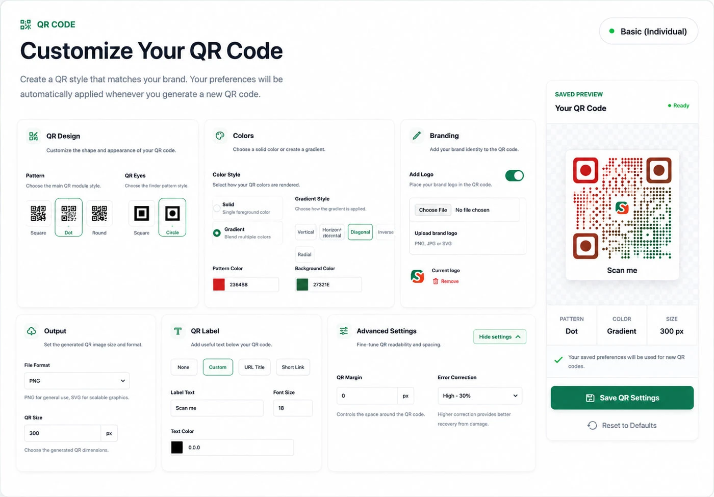 qr settings